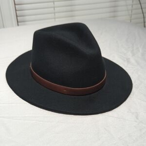 Brixton Black Fedora with Brown Accent